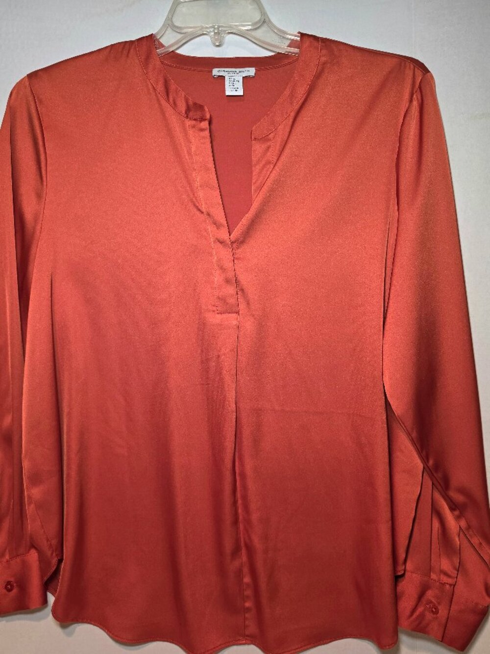Burnt orange Satin long-sleeve blouse XL